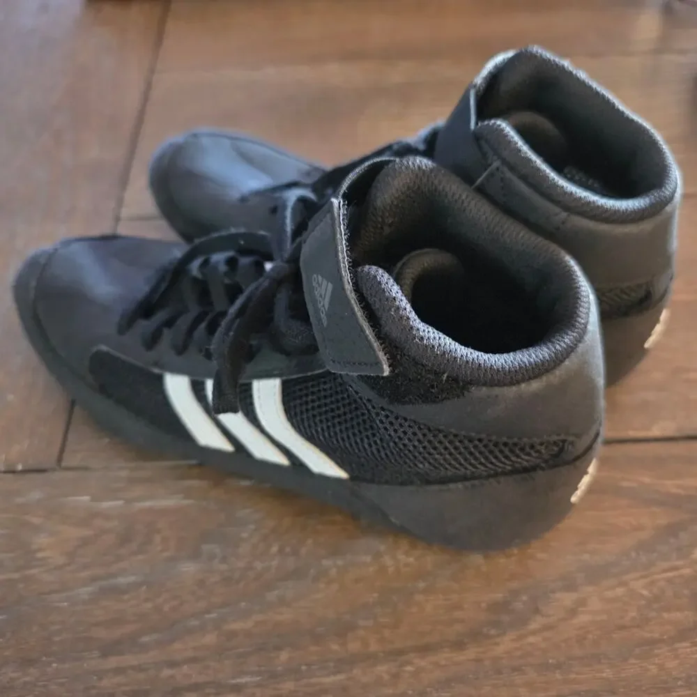 Adidas HVC 2 Wrestling Shoes Men's Size 5 Black White AQ3327 Boxing MMA